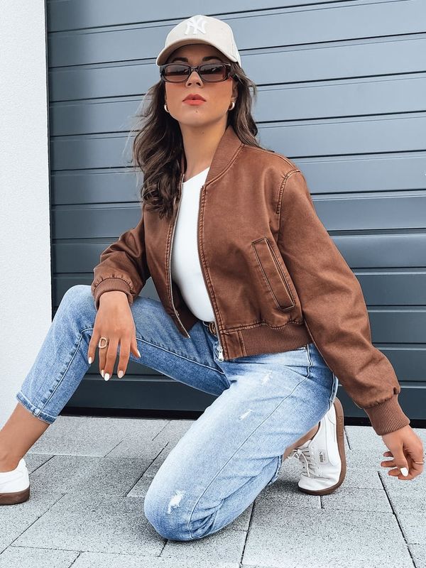 DStreet Kurtka damska skórzana bomberka SANTOL kamelowa Dstreet