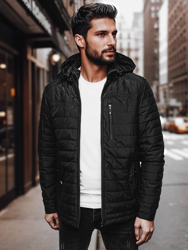 DStreet Kurtka męska pikowana z kapturem czarna Dstreet