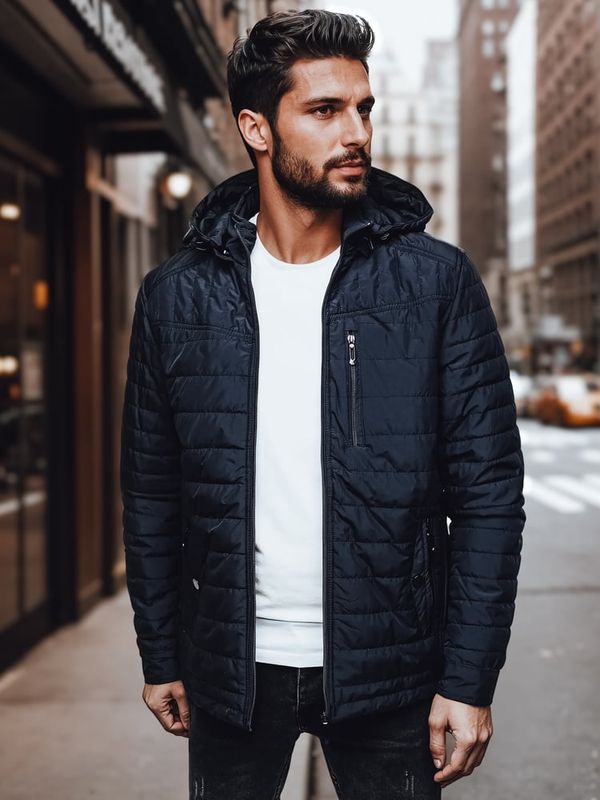 DStreet Kurtka męska pikowana z kapturem granatowa Dstreet