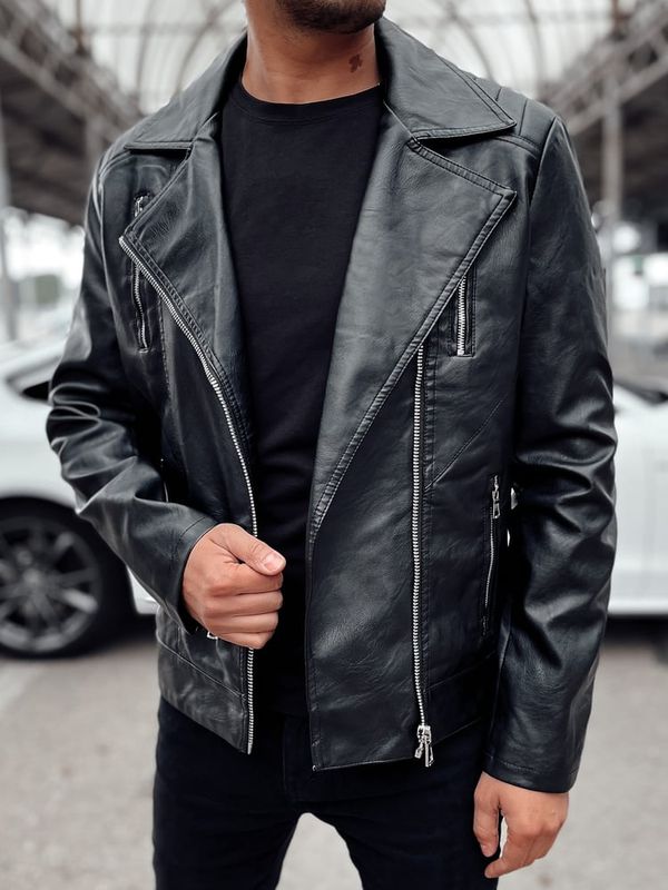 DStreet Kurtka męska skórzana ramoneska czarna Dstreet
