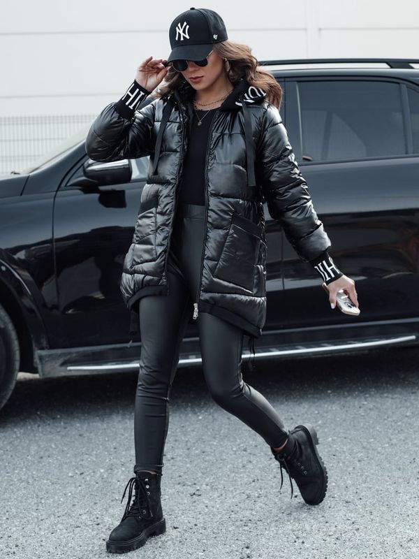 DStreet Kurtka przejściowa damska pikowana z kapturem FASHION CHIC czarna Dstreet
