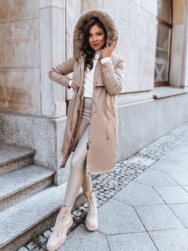 DStreet Kurtka zimowa damska parka LUSTER beżowa Dstreet