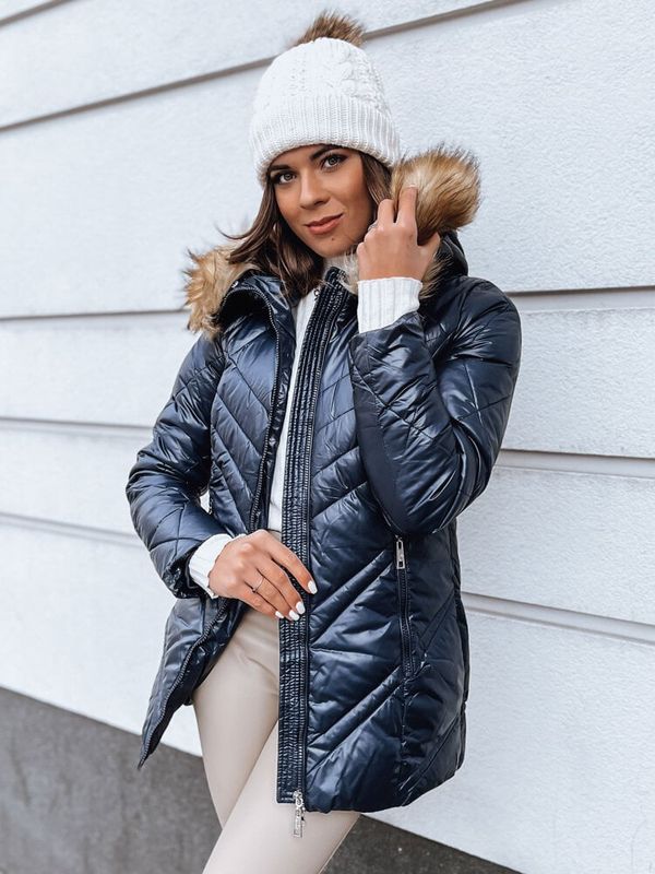 DStreet Kurtka zimowa damska pikowana SOLARIS granatowa Dstreet