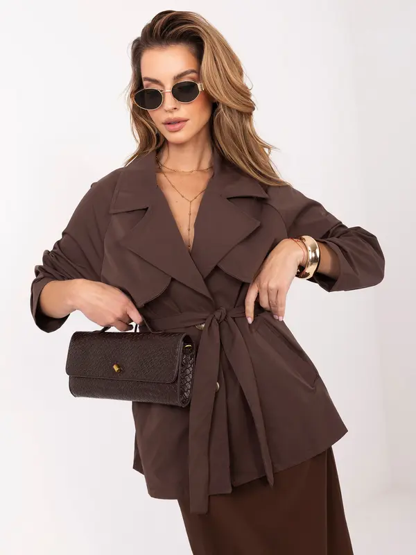 RUE PARIS Къс кафяв тренчкот RUE PARIS