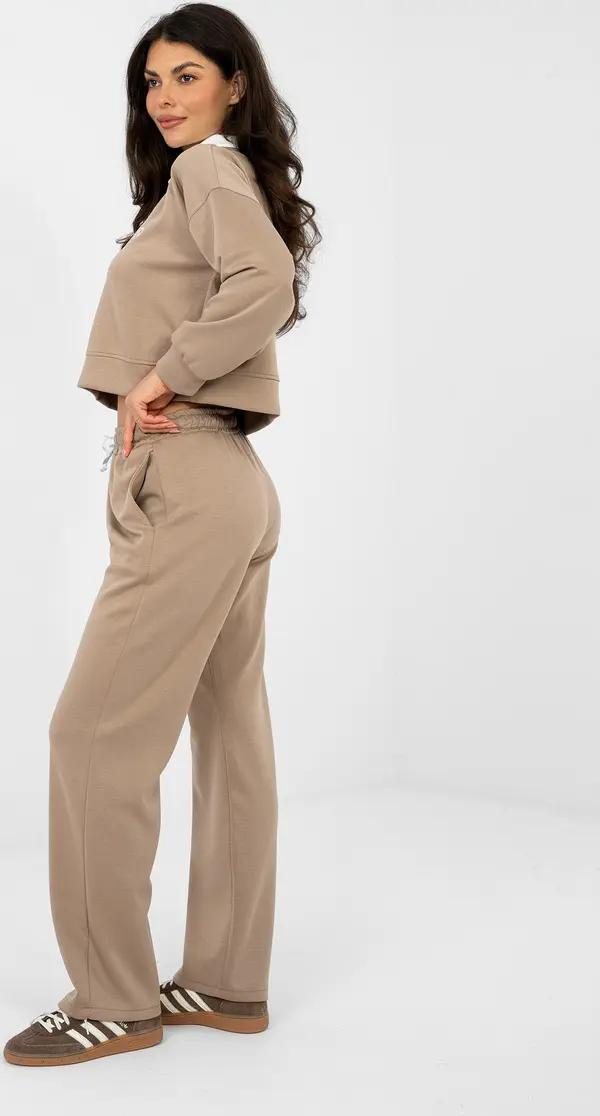 Italy Moda Къс суитшърт с яка, бежов