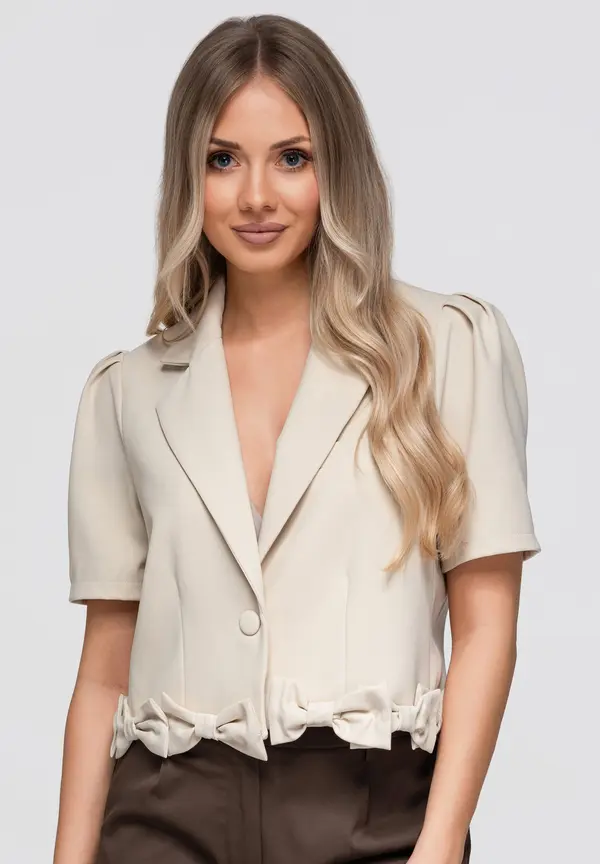 Ombre Късо дамско яке с панделки