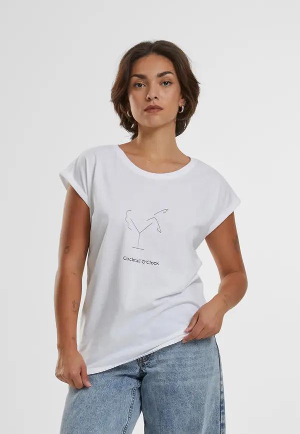 Mister Tee Ladies Cocktail O'Clock Tee white