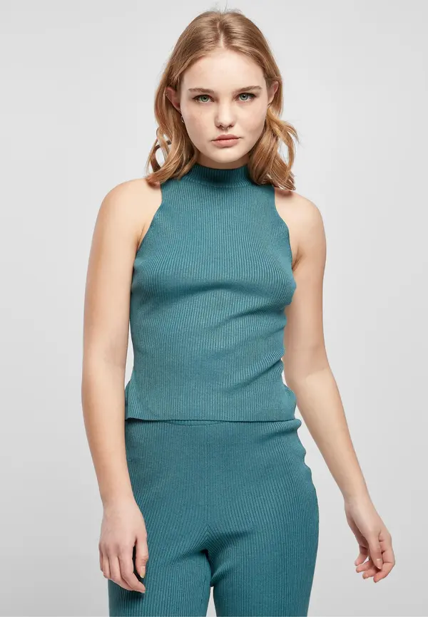 Urban Classics Ladies' turtleneck with short rib knit, jasper