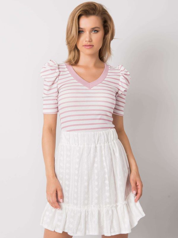 Fashionhunters Lady's white-pink striped blouse