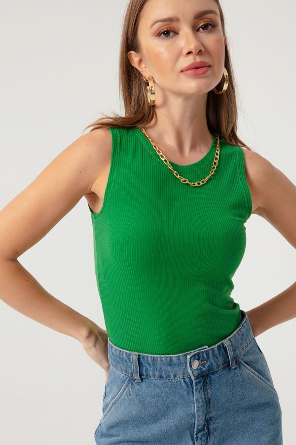 Lafaba Lafaba Women's Green Knitted Blouse with Chain Necklace