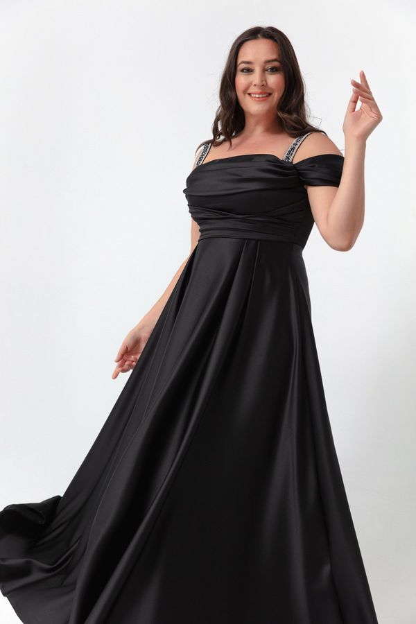 Lafaba Lafaba жените черен камък каишка драпирани плюс размер дълга вечерна рокля
