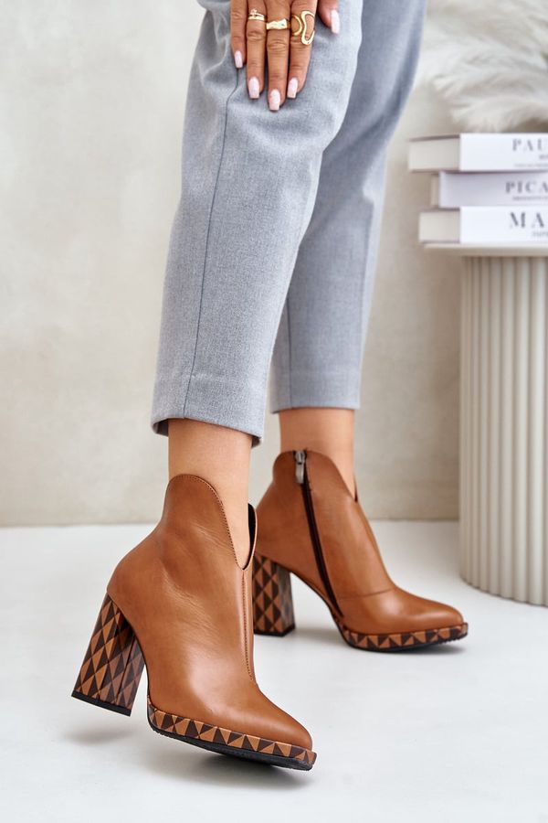 Laura Messi Laura Messi Кожени Ботуши На Ток Кафяви Лаура Меси 2836