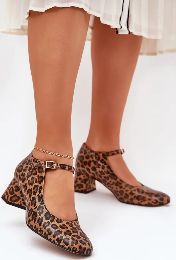 Laura Messi Laura Messi Кожени Чепици На Ток В Пантера Лаура Меси 2936 Кафяви