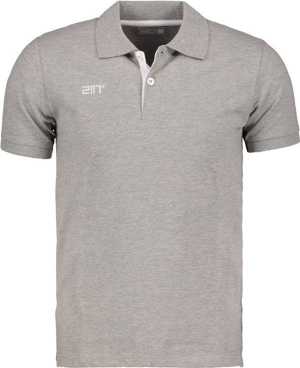 2117 LAXSJÖ - men's polo shirt from piké cotton - melange grey