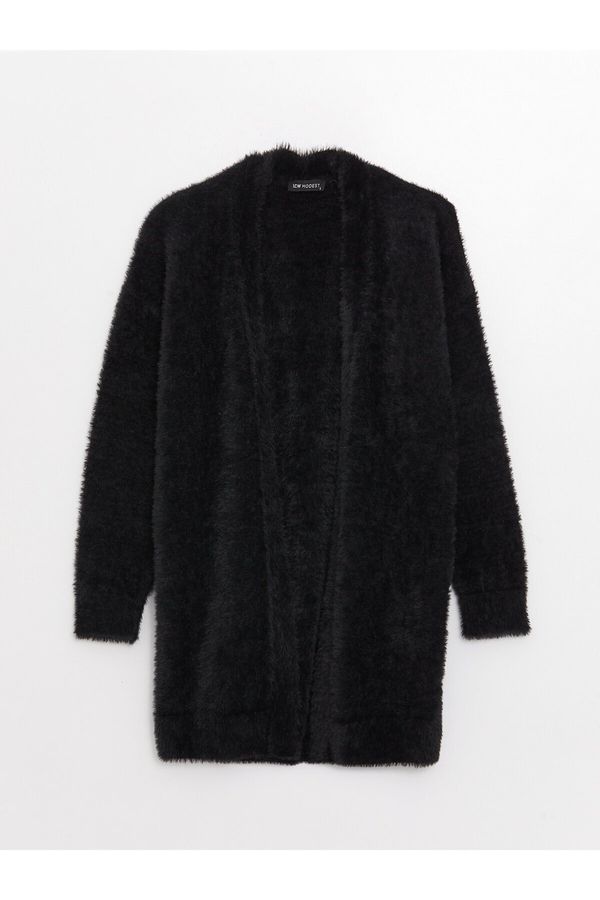 LC Waikiki LC Уайкики дамски шал яка прав дълъг ръкав плюшена жилетка