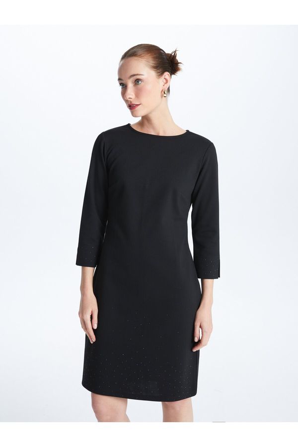 LC Waikiki LC Уайкики екипажа врата лъскав камък печатни дамски рокля