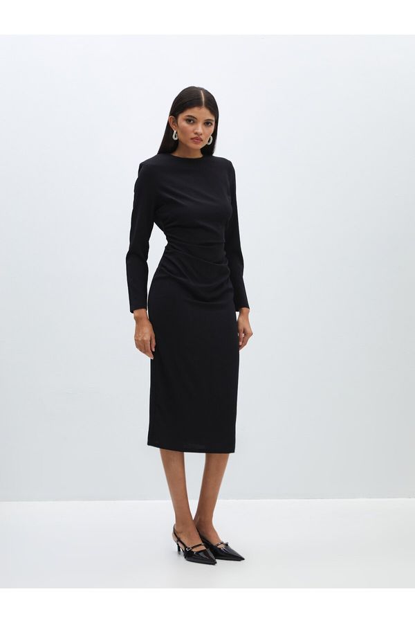 LC Waikiki LC Уайкики екипажа врата прав дълъг ръкав дамска рокля