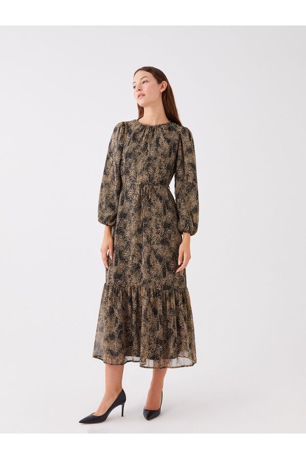 LC Waikiki LC Уайкики кръг врата шарени дълъг ръкав дамски рокля