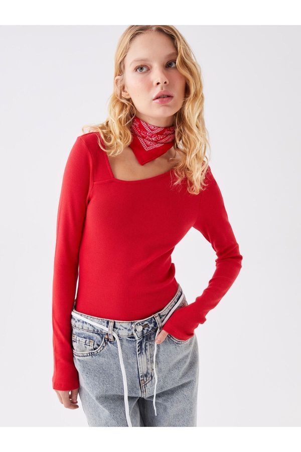 LC Waikiki LC Waikiki Boat Neck Straight Long Sleeve Women's Snap-On Body