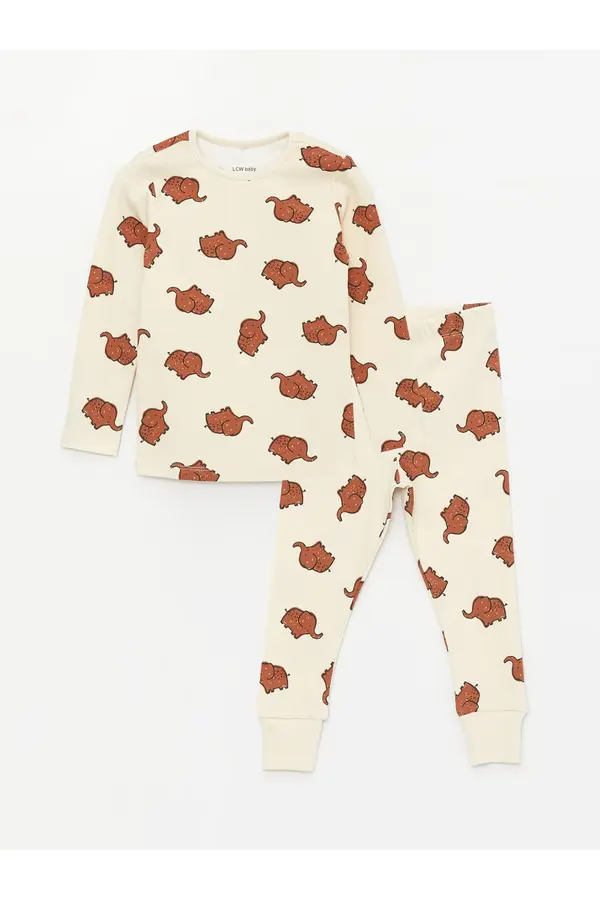 LC Waikiki LC Waikiki Crew Neck Printed Baby Boy Pajamas Set