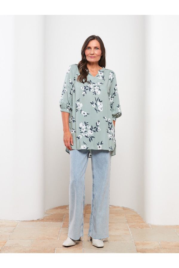 LC Waikiki LC Waikiki Loose Collar Patterned Viscose Women's Blouse