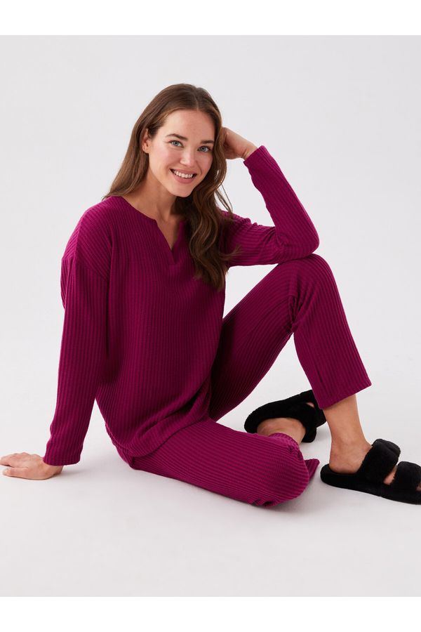 LC Waikiki LC Waikiki Loose Collar Plain Long Sleeve Women's Pajama Set