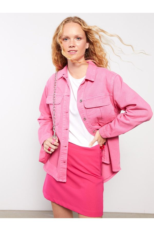 LC Waikiki LC Waikiki Women's Front Button Closure Plain Long Sleeve Cotton Shirt Jacket