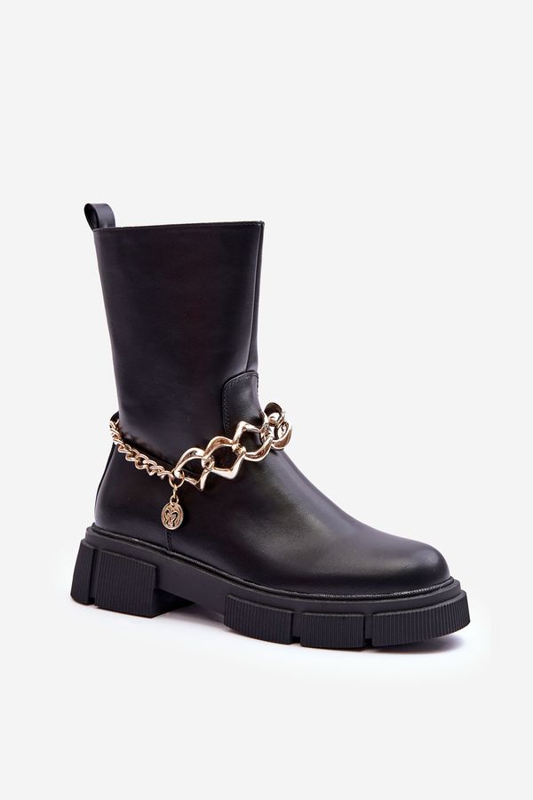 Kesi Leather boots with black Pugen chain