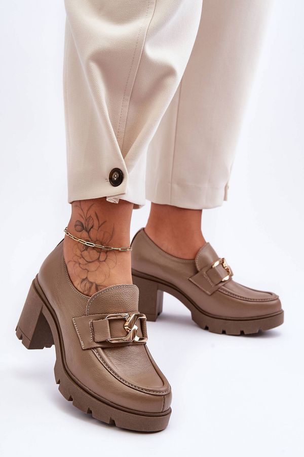 LEMAR LEMAR Елегантни обувки на ток с декорация Тъмно бежово Harmell