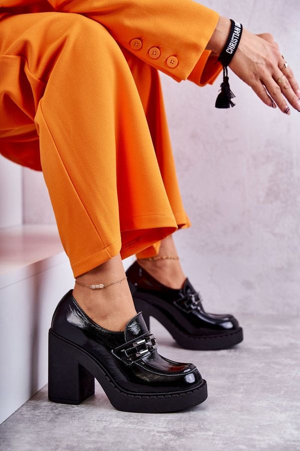 LEMAR LEMAR Лачени обувки на масивен пост Black Jaime