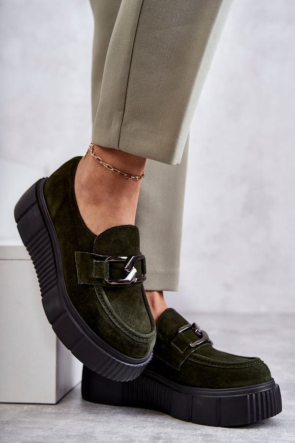 LEMAR LEMAR Модни велурени обувки на платформа Каки Марсол