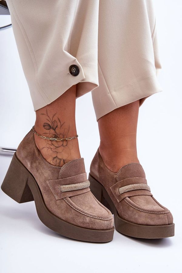 LEMAR LEMAR Полуботи на ток с декорация бежов геланор