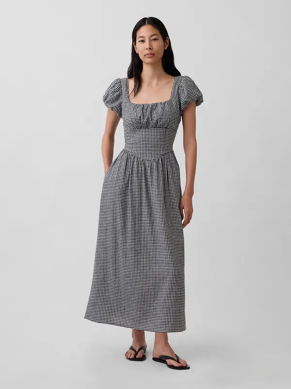 GAP Ленена макси рокля GAP с джобове