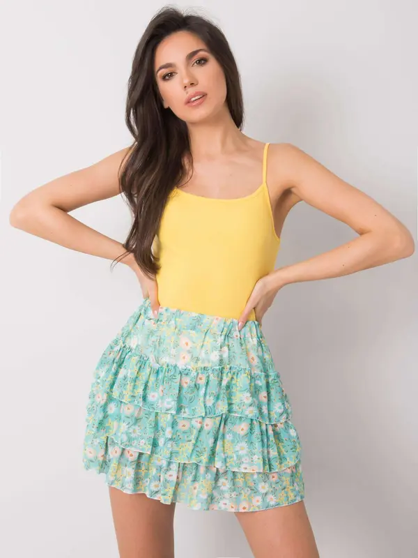 Fashionhunters Leonor green skirt with ruffles