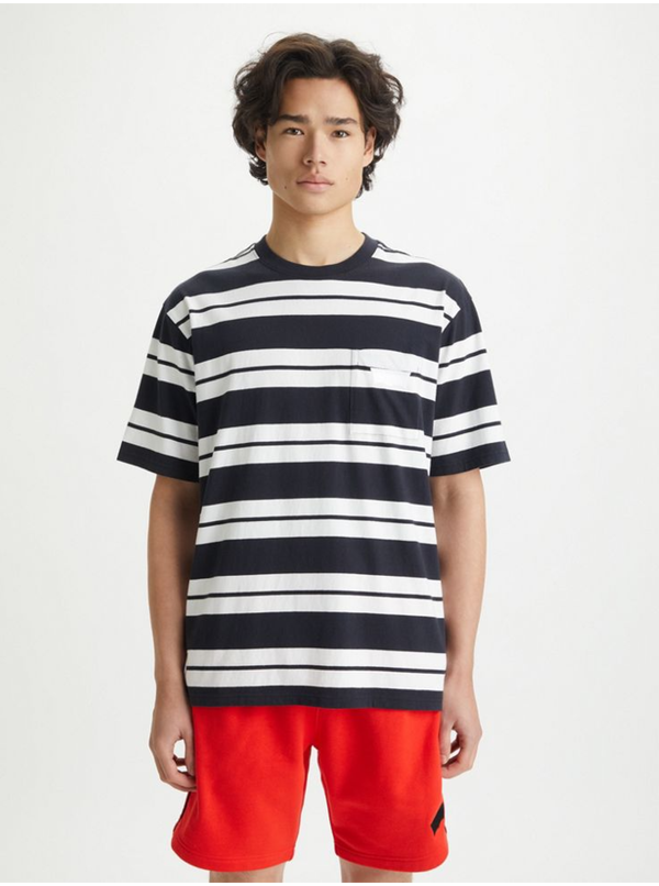 Levi's® Levi&#39;s White Mens Striped T-Shirt Levi&#39;s® Stay Loose Graphic PKT T Stri - Men