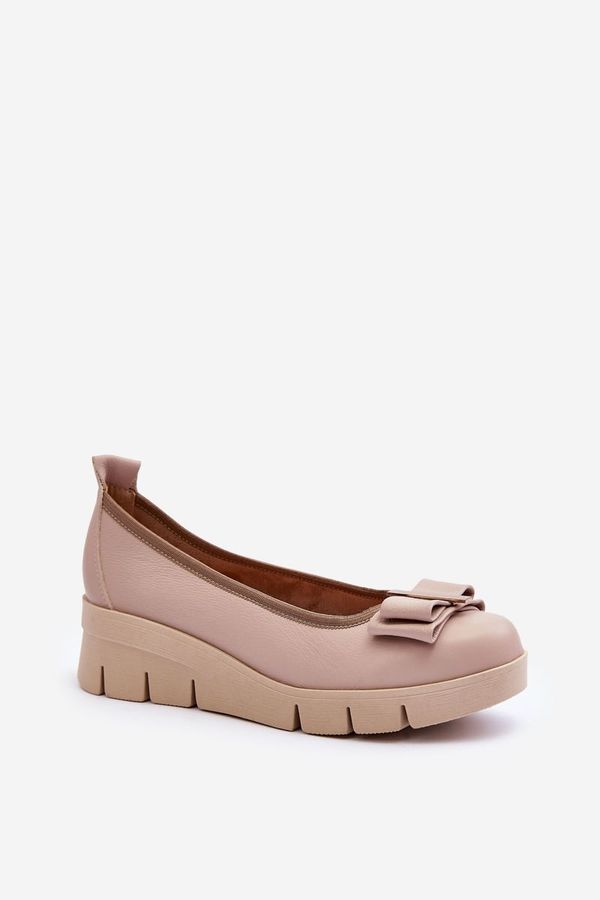 Lewski Shoes Lewski Shoes Кожени балетки на платформа с орнамент Beige Lewski 3384