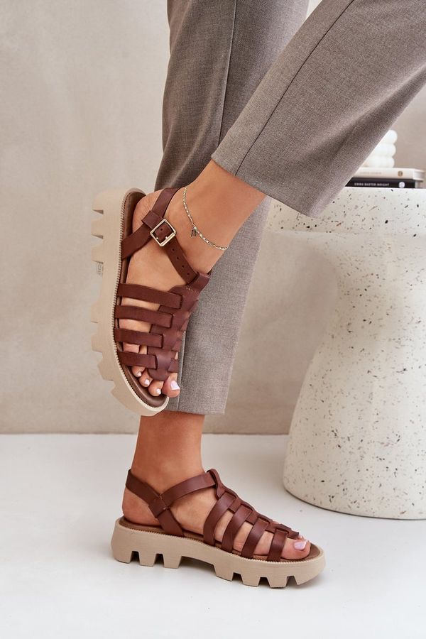 Lewski Shoes Lewski Shoes Кожени Дамски Сандали Зазу 3695 Кафяви