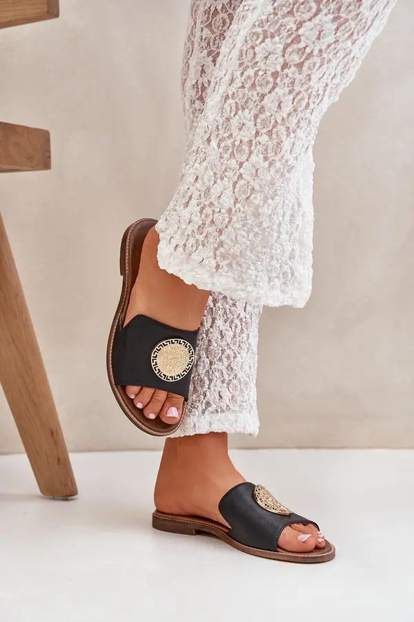 Boto Lewski Shoes Кожени Сандали С Декорация На Плосък Ток Zazoo