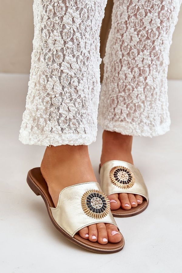 Lewski Shoes Lewski Shoes Кожени Сандали С Декорация На Плосък Ток Zazoo