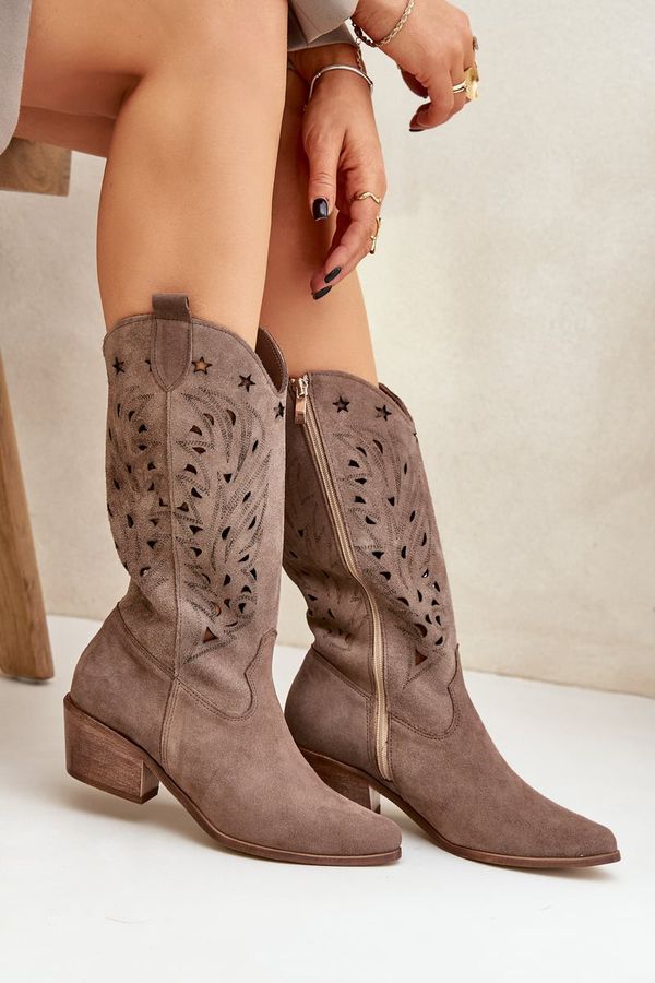 Lewski Shoes Lewski Shoes Замшени Боти С Дупки В Горната Част Бежови Зазу 3609