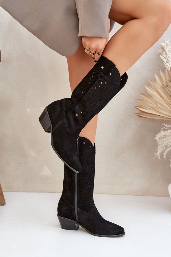 Lewski Shoes Lewski Shoes Замшени Боти С Прозрачно Вариране Черни Зазу 3609