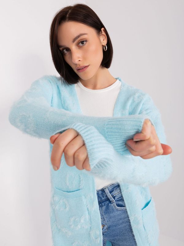 Fashionhunters Light blue cardigan with cuffs