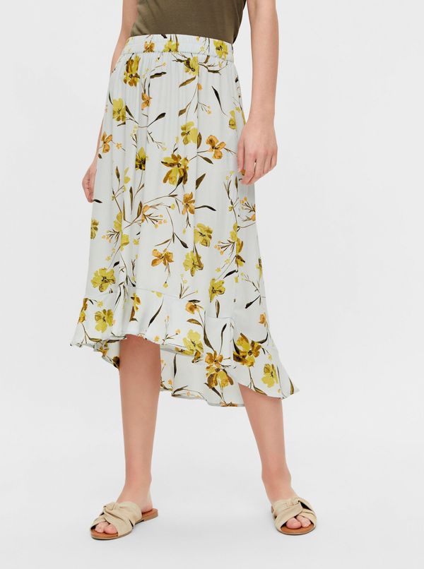 Pieces Light Blue Floral Midi Skirt Pieces Lillian - Women