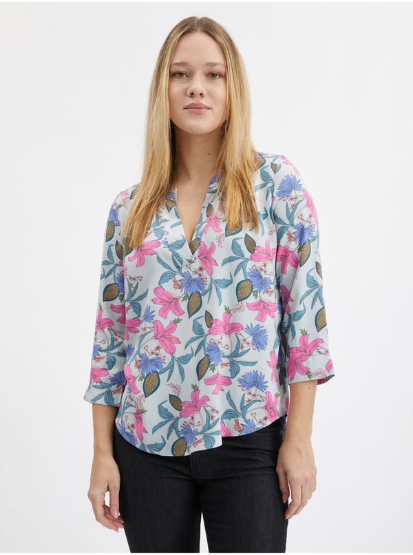 Orsay Light blue women's floral blouse ORSAY