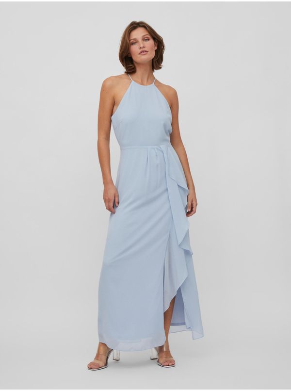 Vila Light blue women's maxi dress with slit VILA Milina