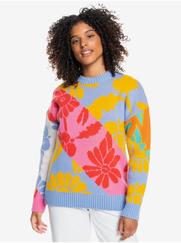 Roxy Light Blue Women's Patterned Sweater with Roxy Wool - Women