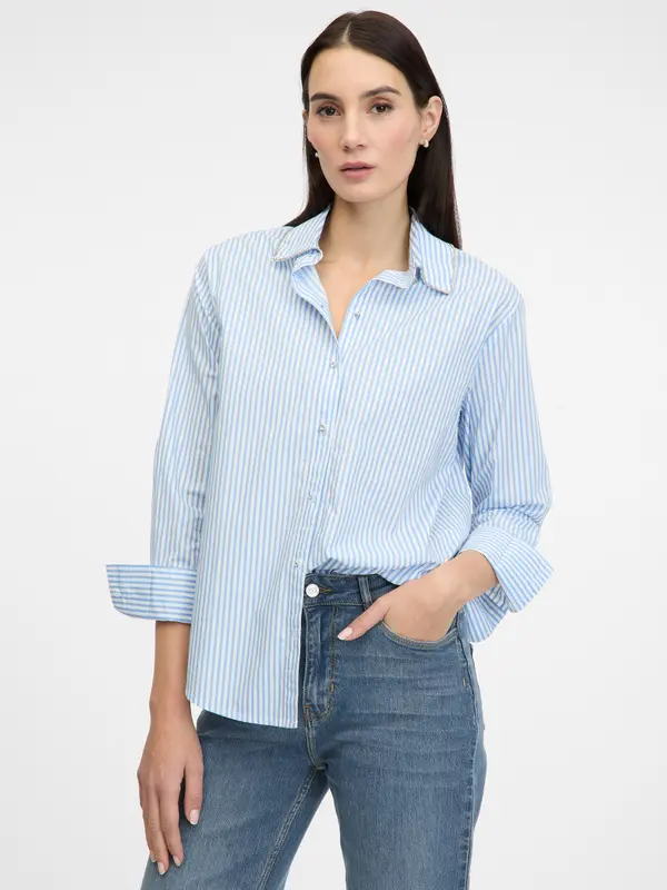 Orsay Light Blue Women's Striped Shirt ORSAY - Women's