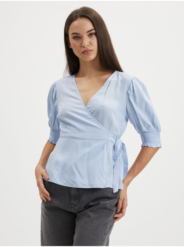 Pieces Light Blue Women's Wrap Blouse Pieces Tala - Women's