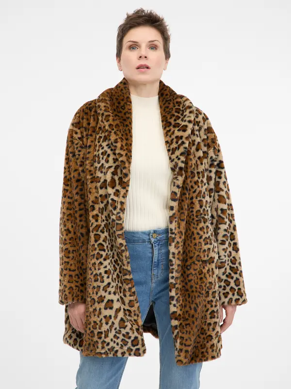 Orsay Light brown patterned women's coat ORSAY - Women's