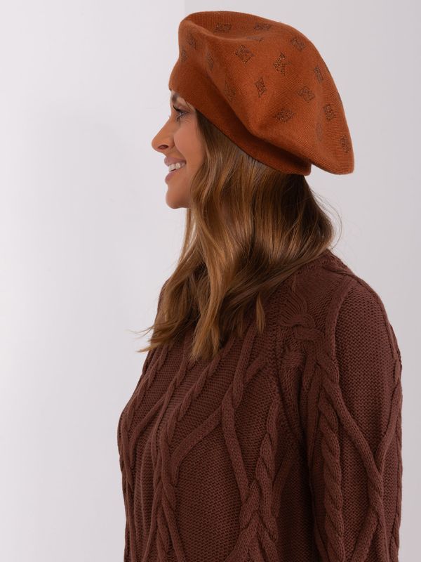 Fashionhunters Light brown women's knitted beret